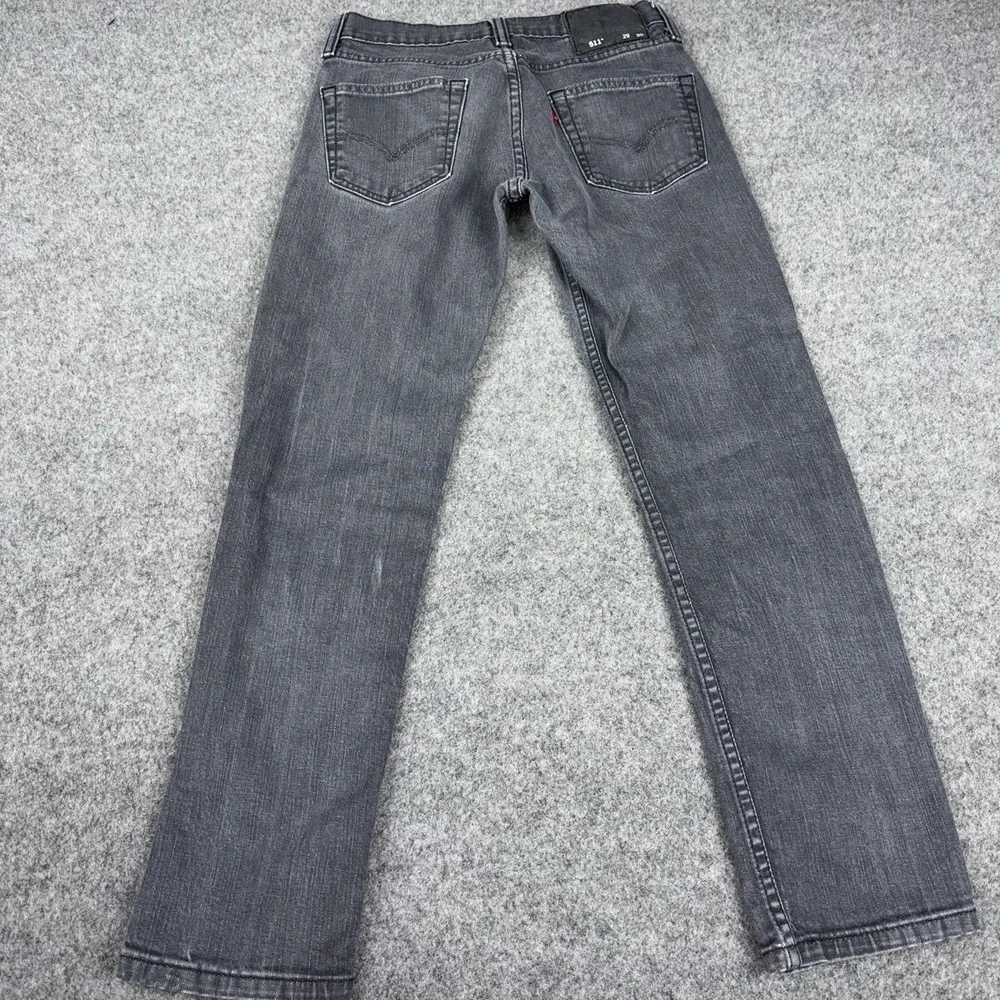 Levi's 511 Slim Fit Jeans Mens 29x30 (Fits 27x27) Gray Denim Stretch Dark Wash